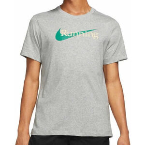 Nike Men’s Running Dri-Fit Standard Fit Breatheble T Shirt Silver Large Size NWT